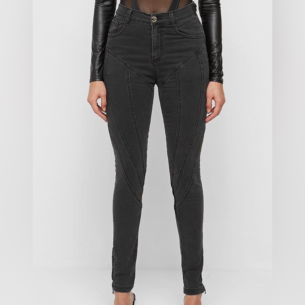 Manière De Voir Contour Seam Detail Skinny Jeans - Washed Black NWT